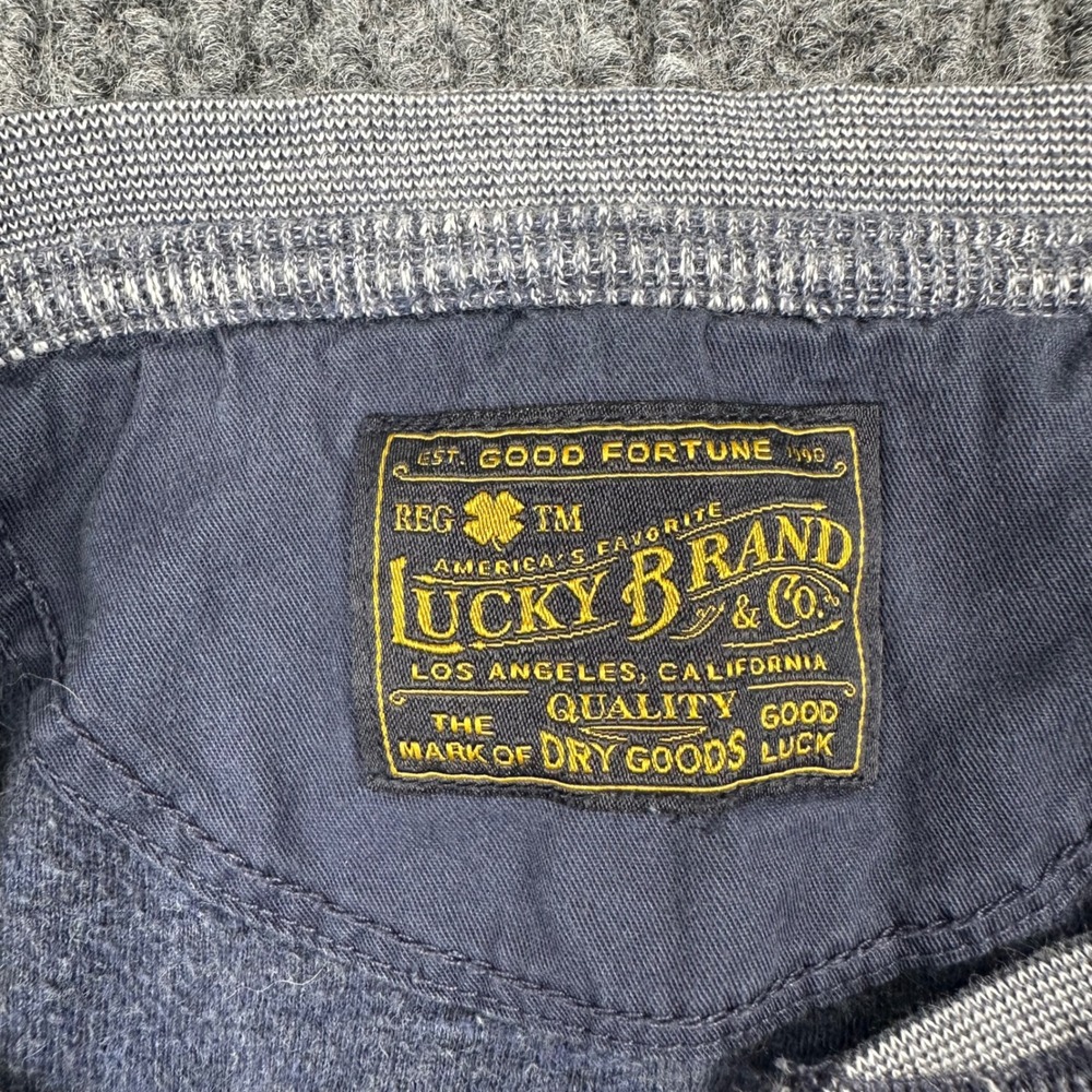 Lucky Brand Mens XL Henley Shirt Blue White Space Dye Marled Long Sleeve - Picture 5 of 10